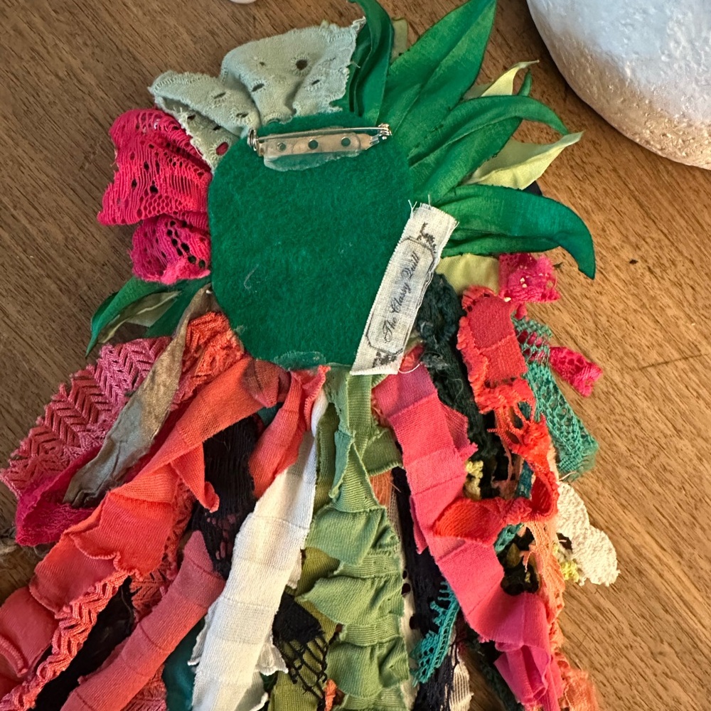 Colorful Fabric Flower Brooch - Picture 2 of 2